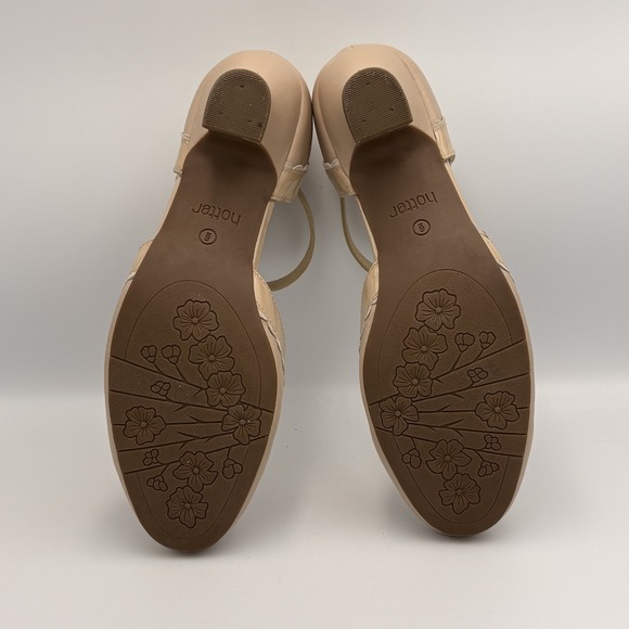 Hotter Comfort Concept Nude Leather T-Strap Kitten Heel VIVIENE Pumps Size 8.5 - Picture 7 of 7